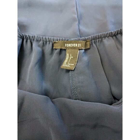 Forever 21 Sundress L Navy Blue Juniors Mini Sleeveless Crisscross Back Dress - Picture 5 of 9